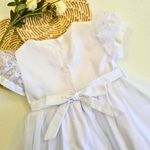 Vestido Batizado Renda Com Pérolas e Tule