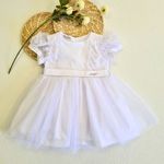Vestido Batizado Renda Com Pérolas e Tule