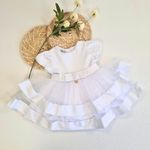 Vestido Batizado Saia Dupla Tule