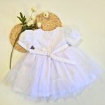 Vestido Batizado Saia Tule e Rendas