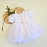 Vestido Batizado Saia Tule e Rendas