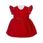 Vestido Vermelho Laise com Ponto Palito