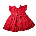 Vestido Vermelho Laise com Ponto Palito