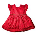 Vestido Vermelho Laise com Ponto Palito