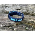 COLEIRA BABY PERSONALIZADA 3cm azul marinho com nome em azul bebê