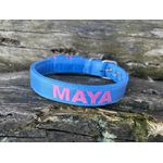 COLEIRA BABY PERSONALIZADA 3cm azul bebê com nome em rosa