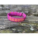 COLEIRA BABY PERSONALIZADA 3cm fúcsia riscado com nome em laranja fluorescente