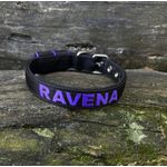 COLEIRA BABY PERSONALIZADA 3cm preta com nome roxo