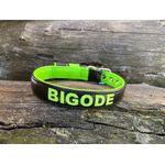 COLEIRA BABY PERSONALIZADA 3cm preta/verde fluorescente com nome em verde fluorescente