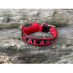COLEIRA BABY PERSONALIZADA 3cm preto/vermelho com nome em vermelho