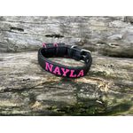 COLEIRA BABY PERSONALIZADA 3cm preta com nome em rosa pink