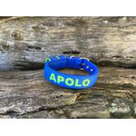 COLEIRA BABY PERSONALIZADA 3cm azul com nome em verde fluorescente