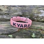COLEIRA BABY PERSONALIZADA 3cm glitter rosa com nome em preto