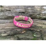 COLEIRA BABY PERSONALIZADA 3cm rosa/dourado com nome em dourado
