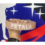 COLEIRA BABY PERSONALIZADA 3cm glitter bege com nome em branco