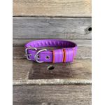 COLEIRA BABY PERSONALIZADA 3cm roxa com nome laranja fluorescente