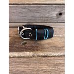 COLEIRA BABY PERSONALIZADA 3cm preta com nome em azul bebê
