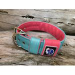 COLEIRA LISA 5cm azul tiffany/rosa
