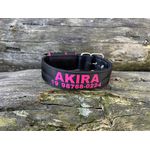 COLEIRA PERSONALIZADA 5cm preta com nome pink (nome e telefone) 