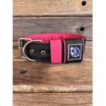COLEIRA PERSONALIZADA 5cm preta com nome rosa pink (nome e telefone)