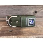 COLEIRA PERSONALIZADA 5cm verde militar com nome prata (nome e telefone)