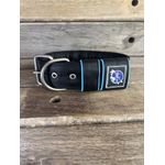 COLEIRA PERSONALIZADA 5cm preta com nome azul bebê (nome e telefone)