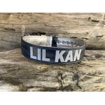 COLEIRA PERSONALIZADA 5cm azul marinho/prata com nome em prata