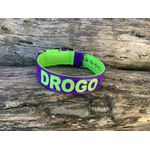 COLEIRA PERSONALIZADA 5cm roxa/verde fluorescente com nome em verde fluorescente