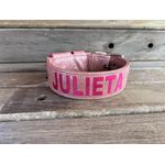 COLEIRA PERSONALIZADA 5cm glitter rosa com nome em rosa pink