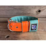 COLEIRA PERSONALIZADA 5cm laranja/tiffany com nome em tiffany