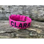 COLEIRA PERSONALIZADA 5cm rosa com nome em preto