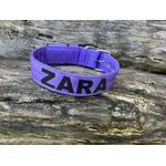 COLEIRA PERSONALIZADA 5cm lilás com nome em preto