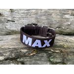 COLEIRA PERSONALIZADA 5cm marrom com nome em branco