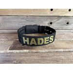 COLEIRA PERSONALIZADA 5cm preta com nome em verde militar