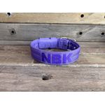 COLEIRA PERSONALIZADA 5cm lilás com nome em roxo