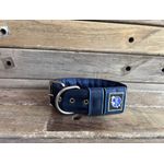 COLEIRA PERSONALIZADA 5cm azul marinho com nome em azul bebê