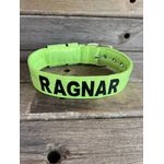 COLEIRA PERSONALIZADA 5cm verde lima fluorescente com nome em preto