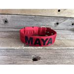 COLEIRA PERSONALIZADA 5cm vermelha com nome em preto