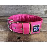 COLEIRA PERSONALIZADA 5cm rosa com nome em verde fluorescente