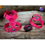 KIT PEITORAL UNIVERSAL, COLEIRA TÁTICA E GUIA DE PASSEIO cor rosa