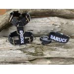KIT PEITORAL PREMIUM PERSONALIZADO, COLEIRA PERSONALIZADA E GUIA DE PASSEIO preto e branco