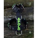 Peitoral universal personalizado poliéster premium preto com nome em verde fluorescente