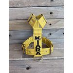 Peitoral universal personalizado poliéster premium amarelo com nome em preto