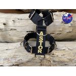 Peitoral universal personalizado poliéster comum preto com nome em dourado