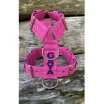 Peitoral universal personalizado poliéster comum rosa com nome em roxo