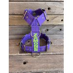 Peitoral universal personalizado poliéster comum roxo com nome em verde fluorescente