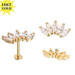  Ouro 14K Set 5 Marquise Em Zircônia Cúbica