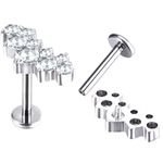 Labret C/ 09 Pedras Zirconia Rosca Interna