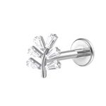 Labret, Elegancia de 06 Baguettes Cravejado Pedra zircônia Cravadas 