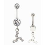  PIERCING UMBIGO EM TITANIO COM PEDRA E PINGENTE EM SWAROVSKI